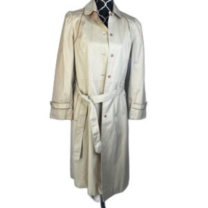 Utex Vintage Retro Y2K Granny Core Cream Belted Front Button Trench Size 11/12